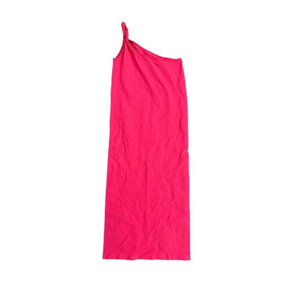 HELMUT LANG Asymmetric Twist Midi Dress In Fuchsia - Rose - XS/S - Picture 3 of 4